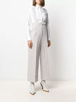 Thom Browne stripe high-waist trousers with suspenders