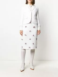 Thom Browne ribbon-detail tweed pencil skirt