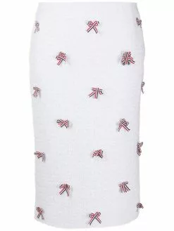 Thom Browne ribbon-detail tweed pencil skirt