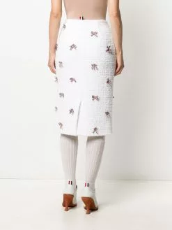 Thom Browne ribbon-detail tweed pencil skirt