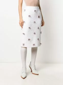 Thom Browne ribbon-detail tweed pencil skirt