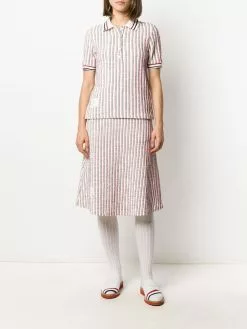 Thom Browne RWB-stripe tweed polo top