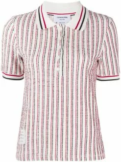 Thom Browne RWB-stripe tweed polo top