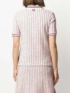 Thom Browne RWB-stripe tweed polo top