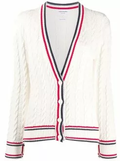Thom Browne cable knit V-neck cardigan