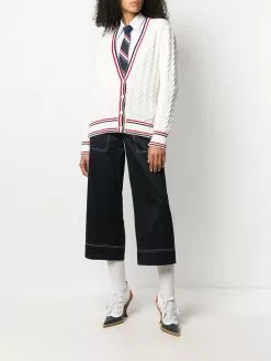 Thom Browne cable knit V-neck cardigan