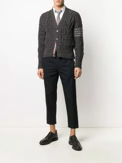 Thom Browne 4-Bar Aran cardigan
