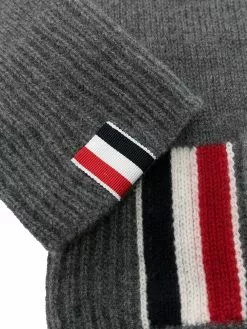 Thom Browne stripe detail knitted gloves