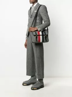 Thom Browne striped felt messenger bag