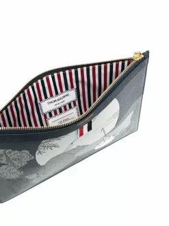 Thom Browne graphic-print leather pouch
