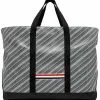 Thom Browne striped leather-trim tote bag