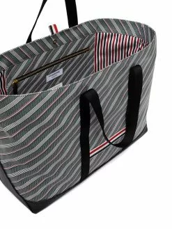 Thom Browne striped leather-trim tote bag