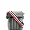 Thom Browne 4-Bar stripe canvas messenger bag