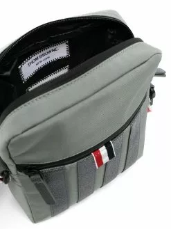 Thom Browne 4-Bar stripe canvas messenger bag