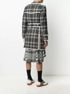 Thom Browne check-pattern tie-waist coat