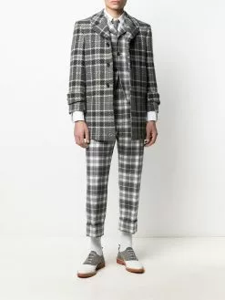 Thom Browne check cashmere single-breasted coat