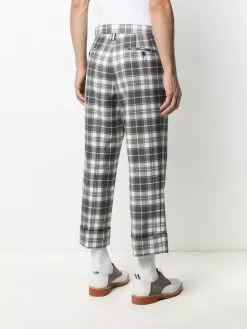 Thom Browne tartan check wool trousers
