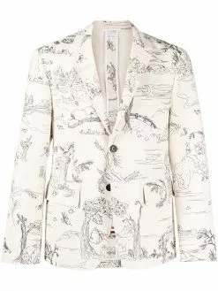Thom Browne sketch-pattern single-breasted blazer jacket