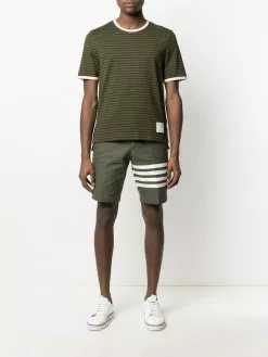 Thom Browne logo-patch striped T-shirt