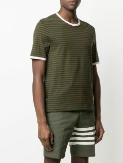 Thom Browne logo-patch striped T-shirt