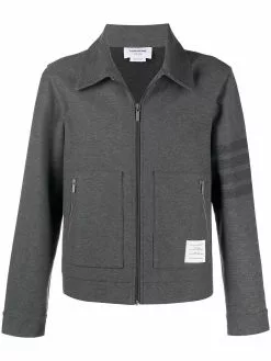 Thom Browne 4-Bar stripe cotton shirt jacket