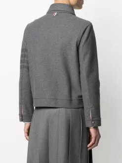 Thom Browne 4-Bar stripe cotton shirt jacket