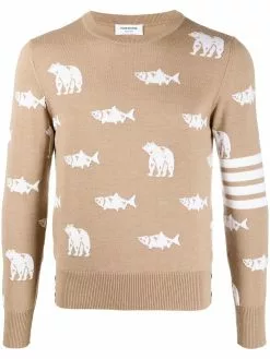 Thom Browne embroidered fish jumper