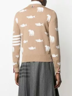 Thom Browne embroidered fish jumper