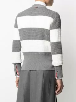 Thom Browne colour-block waffle-knit cardigan