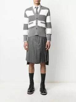 Thom Browne colour-block waffle-knit cardigan