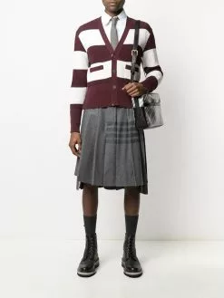 Thom Browne striped waffle knit cardigan