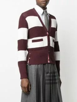 Thom Browne striped waffle knit cardigan