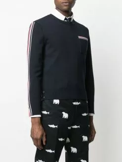Thom Browne signature stripe trim jumper