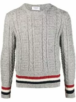 Thom Browne RWB stripe cable knit jumper