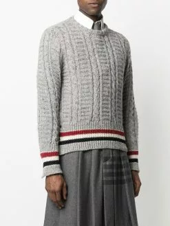 Thom Browne RWB stripe cable knit jumper