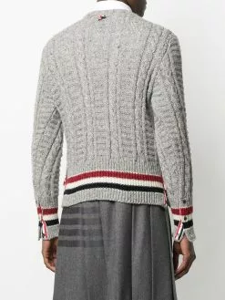 Thom Browne RWB stripe cable knit jumper