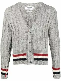 Thom Browne striped cable-knit cardigan