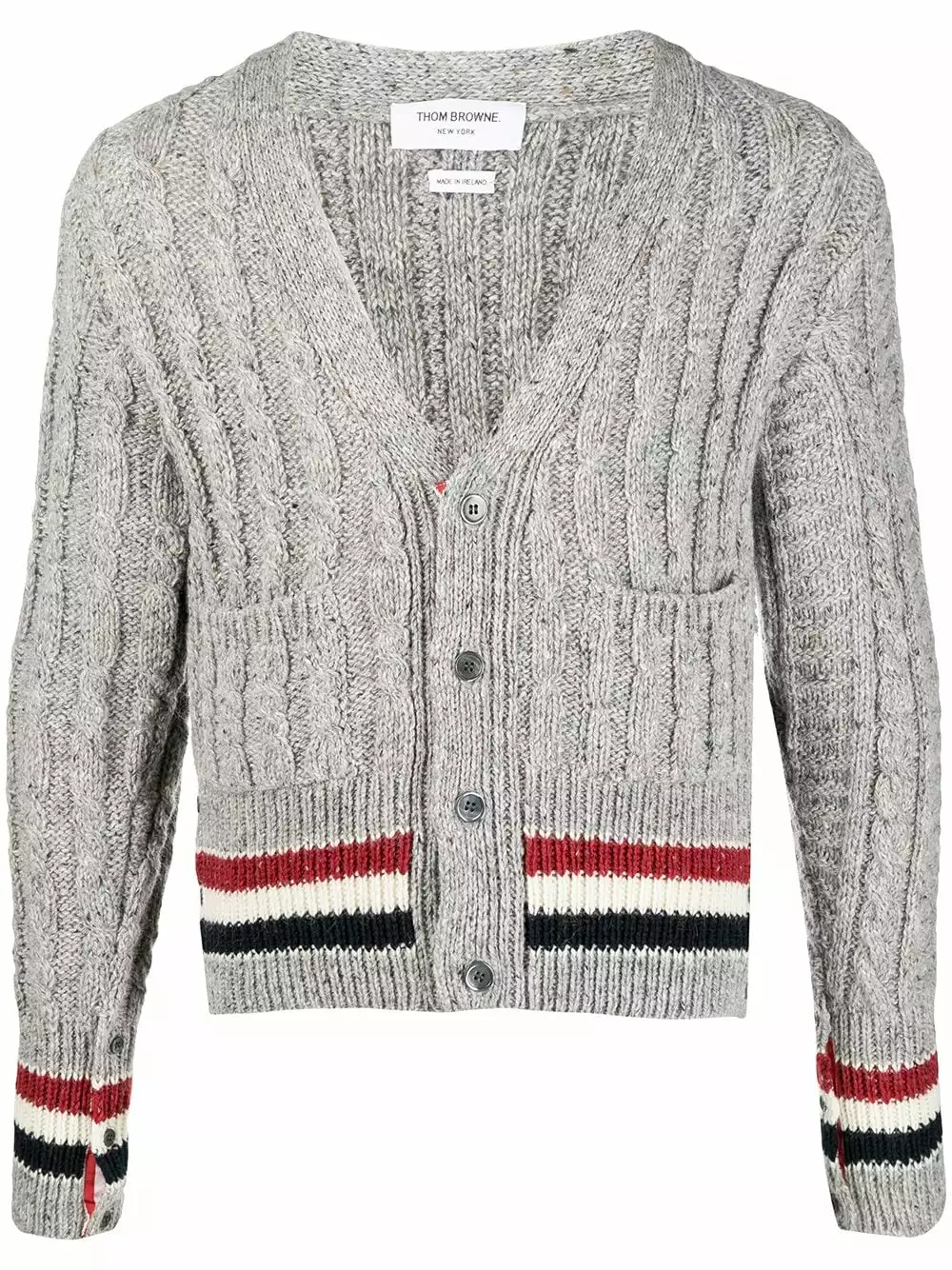 Thom Browne Striped cable knit cardigan cardigans of men 1 Thom Browne striped cable-knit cardigan