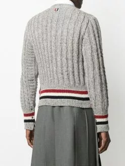 Thom Browne Striped cable knit cardigan cardigans of men 8 Thom Browne striped cable-knit cardigan