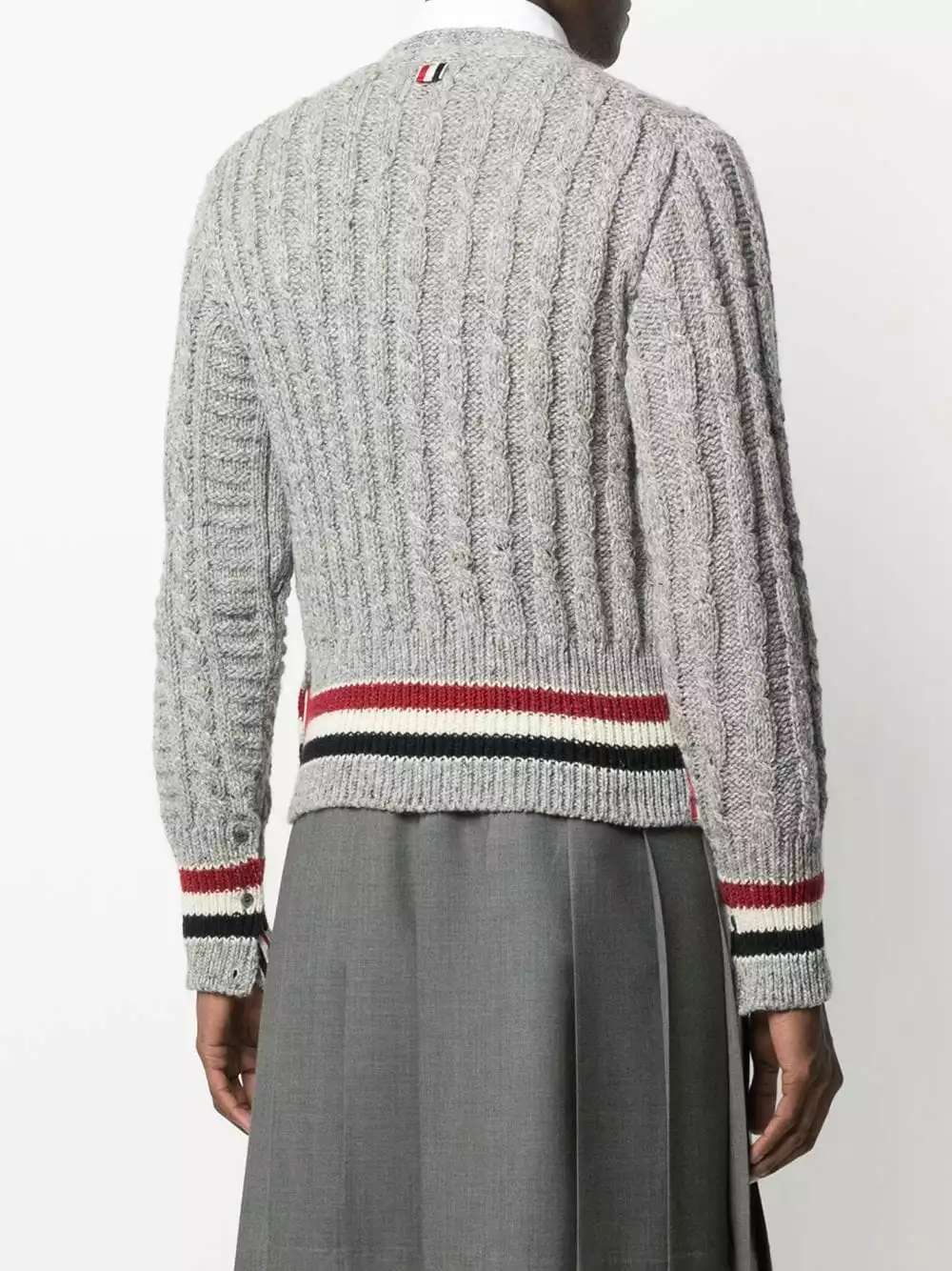 Thom Browne Striped cable knit cardigan cardigans of men 4 Thom Browne striped cable-knit cardigan