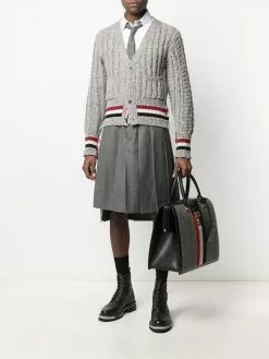 Thom Browne striped cable-knit cardigan