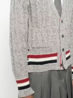 Thom Browne Striped cable knit cardigan cardigans of men 9 Thom Browne striped cable-knit cardigan