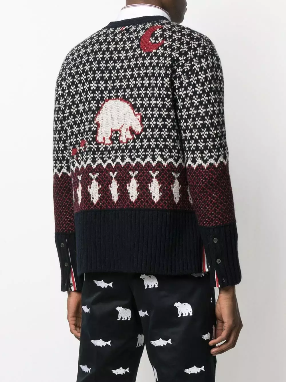 Thom Browne Intarsia knit buttoned cardigan cardigans of men 4 Thom Browne intarsia-knit buttoned cardigan