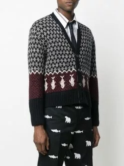 Thom Browne Intarsia knit buttoned cardigan cardigans of men 7 Thom Browne intarsia-knit buttoned cardigan