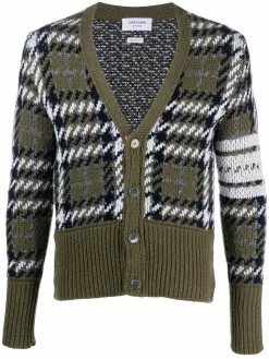 Thom Browne houndstooth knitted V-neck cardigan