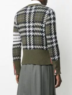 Thom Browne houndstooth knitted V-neck cardigan