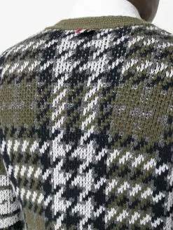 Thom Browne houndstooth knitted V-neck cardigan