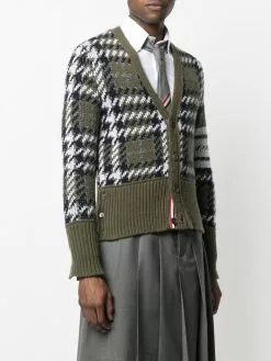 Thom Browne houndstooth knitted V-neck cardigan
