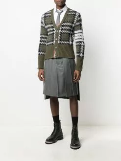 Thom Browne houndstooth knitted V-neck cardigan