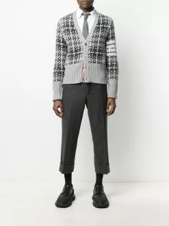 Thom Browne checked intarsia knit cardigan